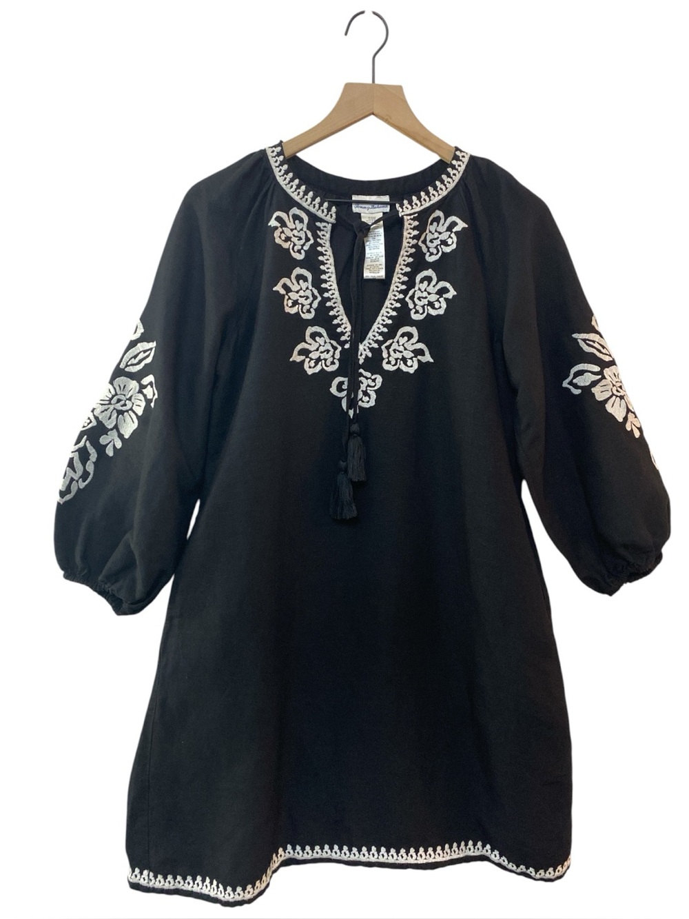 Tommy Bahama St.ā Lucia Tunic Dress Size S Black/White Floral Embroidery Resort